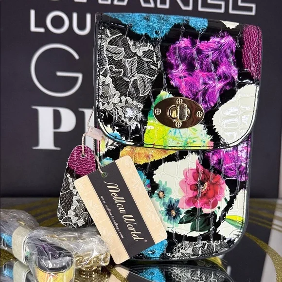 Dellow World Multicolor Floral Croc-Embossed Crossbody Bag - Picture 2 of 7